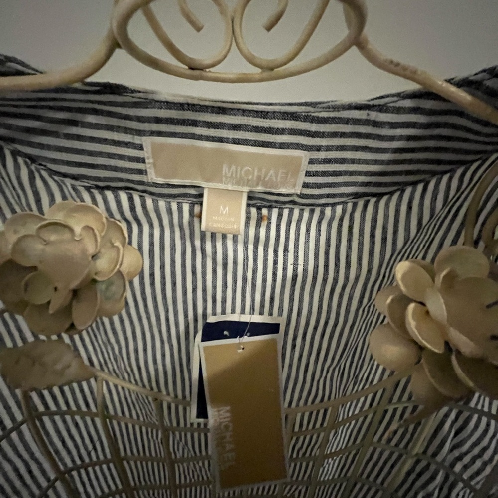 Michael Kors Striped Sleeveless Top with Gold Details - Picture 4 of 8